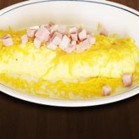 Cheesy Ham Omelette · Ham, jack and cheddar cheeses.