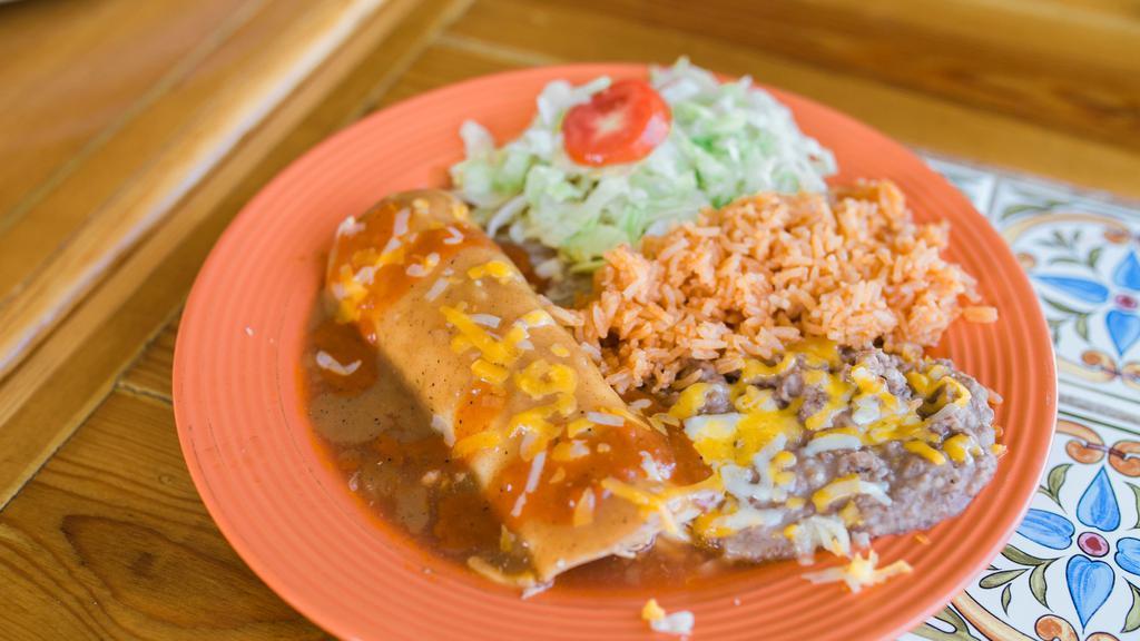 Enchilada · 2 enchiladas. Choice of: Cheese, Beans, Chicken, Beef, Pork, Carnitas, Asada, Nopales, or Shrimp