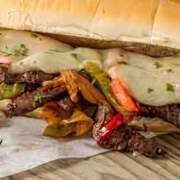 Ladie B'S Philly Cheesesteaks (Combo) · Grilled steak, cheese, mushrooms, onions, jalapeños, bell peppers, mayo, on a garlic bun. Co...