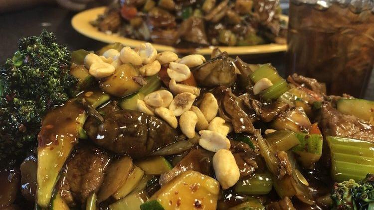 Kung Pao Beef Over Steamed Rice  · Spicy Hot!