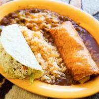 Selecciones · Your choice of any two items served with rice and pinto beans.