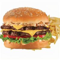 Double Burger Combo · Double 1/3 lb  ground beef patty (Turkey or Chicken patty or Veggie)
American cheese
Lettuce...