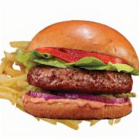 Beyond Burger Combo · Beyond Patty 
American Chees
Lettuce, Tomato, Pickles, Onion
Jalapeno Ranch, 
+ Fries