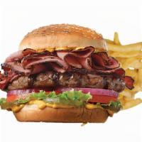 Pastrami Burger Combo · 1/3 lb Ground beef patty (Turkey or Chicken patty)
Pastrami
American cheese
Lettuce, Tomato,...