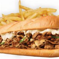 Philly Cheese Steak · Sliced Beefsteak 
Mushroom, Onion, Bell Paper
4 Cheese-Mexican
Jalapeno Ranch
+Fries
