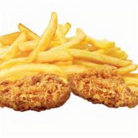 Chicken Tenders    2 Pc · Handcrafted marinated chicken tenders + Fries