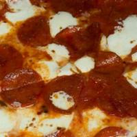 The Lily Pizza · Locally-grown roasted red pepper and sun-dried tomato tapenade with feta and kalamata olives...