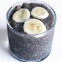 Banana Chia Pudding · Chia seeds soaked overnight in oat milk and sweetened with raw cane sugar. (Gluten-free, veg...