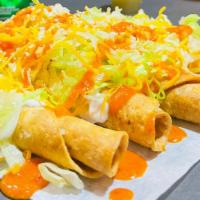5 Rolled Taquitos · With cheese, sour cream, guacamole and lettuce.