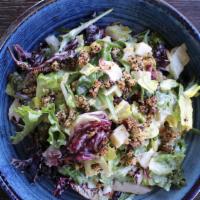 Chopped Salad · Romaine, mixed greens, medjool dates, pickled cranberries, jicama, smoked mozzarella, toaste...