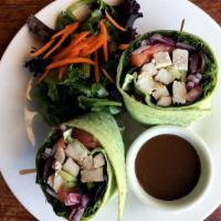 Mediterranean Chicken Wrap · mixed greens, red onions, kalamata olives, cucumbers, tomatoes, feta cheese and balsamic vin...