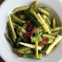 Penne Pesto With Zucchini · sun-dried tomatoes with fresh basil-garlic pesto sauce