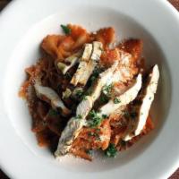 Farfalle Arrabbiata With Chicken · marinara sauce, calabrian chili flakes and parmigiana reggiano
