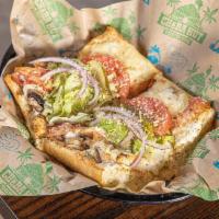 White Widow (Chicken, Bacon & Ranch) · Grilled chicken breast, bacon, ranch, shrooms, provolone, lettuce, tomato, onion, pickle, Sh...
