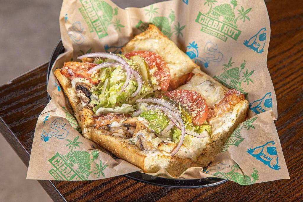 White Widow (Chicken, Bacon & Ranch) · Grilled chicken breast, bacon, ranch, shrooms, provolone, lettuce, tomato, onion, pickle, Shake & House dressing