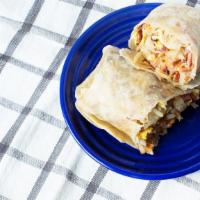 Mixed Breakfast Burrito · POPULAR ITEM:        . Bacon, Sausage, Ham. Hashbrown, egg, cheese, and salsa.