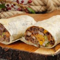 Carne Asada Burrito · 1 Carne asada Burrito with rice, beans, onion, cilanto, tomato and salsa (spicy)