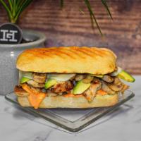 Chicken Panini · Grilled chicken breast, cheese manchego, swiss, or mozzarella, avocado sauted mushroom and o...
