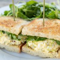 Egg Salad Sandwich · Tarragon, Cornichons, Red Onion, Arugula, & Dijon Aioli on Toasted Country Bread with Arugul...