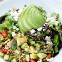 Grilled Vegetable Salad · With Laura Chenel Goat Cheese, Mixed Greens, Asparagus, Corn, Zucchini, Cherry Tomatoes & Av...
