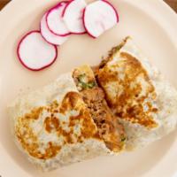 Regular Burrito · Choice of meat, rice, beans, onion, cilantro.