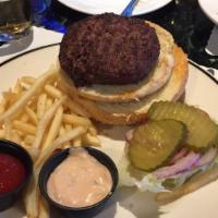 Blackened Chicken Burger - Dinner · Pepper jack, chipotle aioli, shoestring fries, garnish