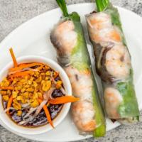 Gỏi Cuốn (2 Cuốn) · Spring Rolls with Shrimp and BBQ Pork (2 Rolls).