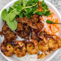 Bún Gà Nướng, Tôm Nướng · Rice Vermicelli with BBQ Chicken and BBQ Shrimp.