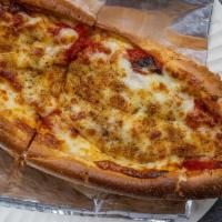 Hero Meatball Parmesan · Hot meatball hero sandwich with tomato sauce and Provolone and Parmesan cheese