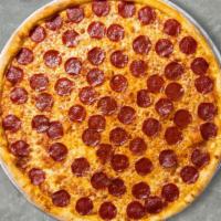 Poppy Pepperoni Pizza · Pepperoni and mozzarella cheese baked on a hand-tossed dough
