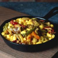 Philly Mac And Cheese · Elbow macaroni with our classic cheese blend, chopped steak, and sauteed onions and peppers.