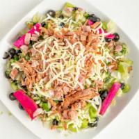 Antipasto Salad · Romaine lettuce, tomato, cucumber, olives, onions, green peppers, croutons, sweet corn, spin...