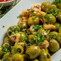 Zesty Olives & Pita · premium olives, garlic, chili flakes , extra virgin olive oil and balsamic vinegar, parsley ...
