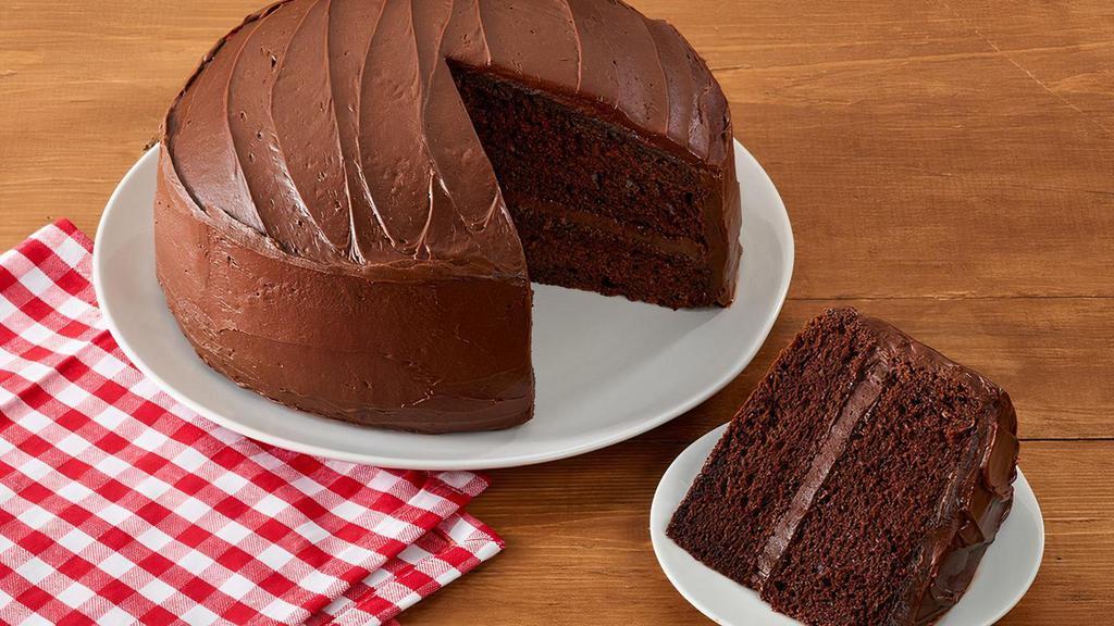 Whole Chocolate Cake · Our famous, homemade, fluffy chocolate cake is baked with love every morning in each restaurant. Each double-layer chocolate cake is generously iced with two pounds of rich, chocolate frosting..
