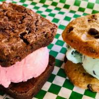 Cookie Ice Cream Sandwich · Cookie Ice Cream Sandwich, Fresh Baked Cookies and delicious Ice Cream