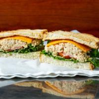 Tuna Salad · Albacore tuna, cheddar cheese, lettuce, tomato.