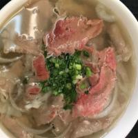 Pho (Beef Noodle Soup) · Rare Beef, Beef Flank, Beef Ball with  Rice Noodle.
Served raw or undercooked ingredients.