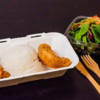 Kids Fried Chicken Tenderloins (Gf) · Served with side of rice. Substitute option: Brown Rice for an additional charge.