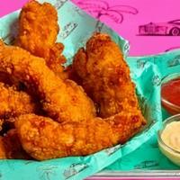 Eight Crispy Tenders · Eight Crispy Tenders with choice of 2 flavors and 2 dips.