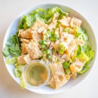 Regular Chinese Salad Without Chicken · Chinese No Protein Salad. Lettuce, Almonds, Sesame Seeds, Green Onions.. Signature Sesame Dr...
