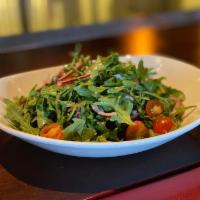 Milanese Salad · Baby Arugula, Sliced Red Onion, Cherry Tomatoes, Shaved Parmesan, House Vinaigrette