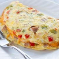 Western Denver Omelet  · 3 eggs, diced ham, onions, bell peppers, and topped with cheddar cheese. Your choice of pota...