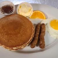 3-2-1 · 3 pancakes, 2 sausage links, 1 egg your way