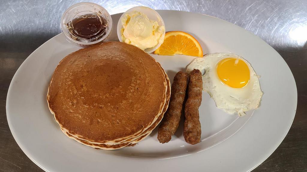 3-2-1 · 3 pancakes, 2 sausage links, 1 egg your way
