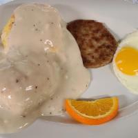 Biscuits And Gravy Value Combo · 2 Biscuits and Gravy , 1 egg your way, and 1 sausage patty