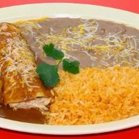 3 Items · Includes rice and beans . enchilada tamal taco burrito and chile relleno . choice chicken ch...
