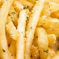 Truffle Parmesan Fries · Thin fries tossed with truffle oil and Parmesan cheese.