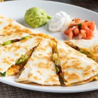 Veggie Quesadilla · Zucchini, squash, bell peppers and roasted red-chile tomatillo salsa.