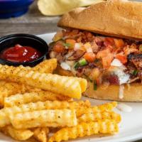 Monterey Ranch Chicken Torta · Mesquite-grilled chicken smothered with melted Jack cheese, crumbled bacon and ranch dressin...