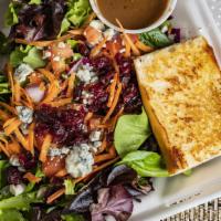 Wood Fire Grill Salad · Mixed greens, tomatoes, carrots, blue cheese crumbles, dried cranberries, red onion. Tossed ...